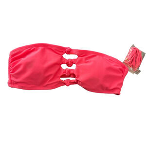 NWT SO HOT PINK CUT OUT BIKINI TOP WITH DETACHABLE STRAPS